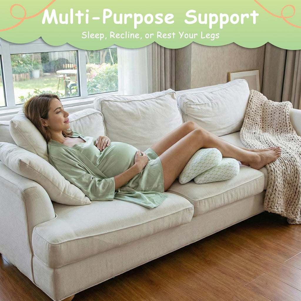 Pregnancy Pillows for Sleeping, Pregnancy Wedge Pillow for Side Sleeping, Pillow Support for Belly, Back and Hips Relief, Breathable and Adjustable W-Shaped Pillows for Pregnant Women