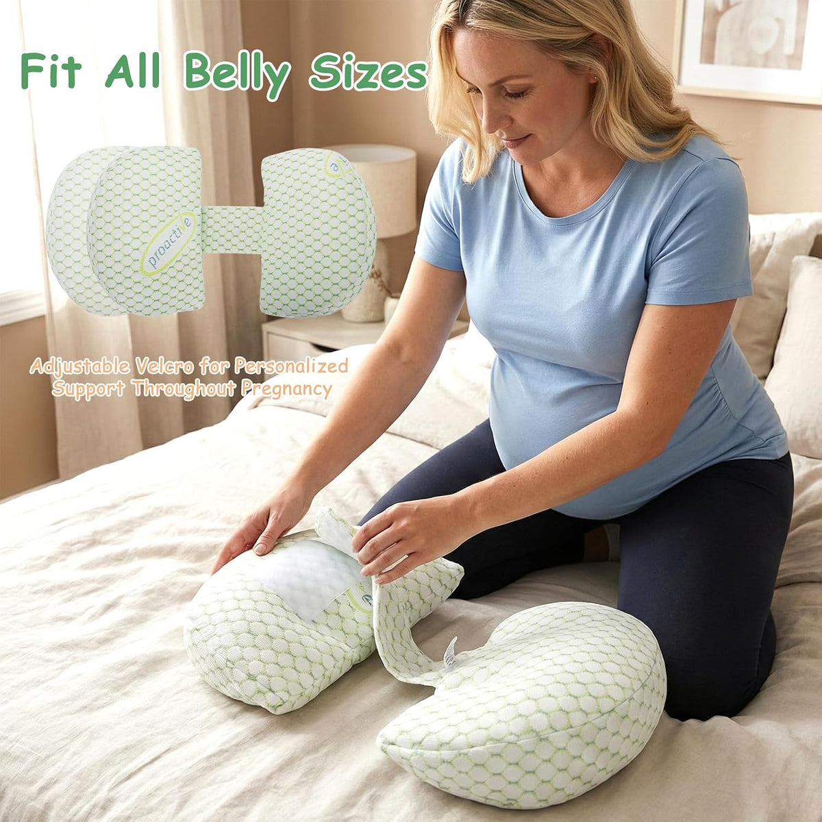 Pregnancy Pillows for Sleeping, Pregnancy Wedge Pillow for Side Sleeping, Pillow Support for Belly, Back and Hips Relief, Breathable and Adjustable W-Shaped Pillows for Pregnant Women