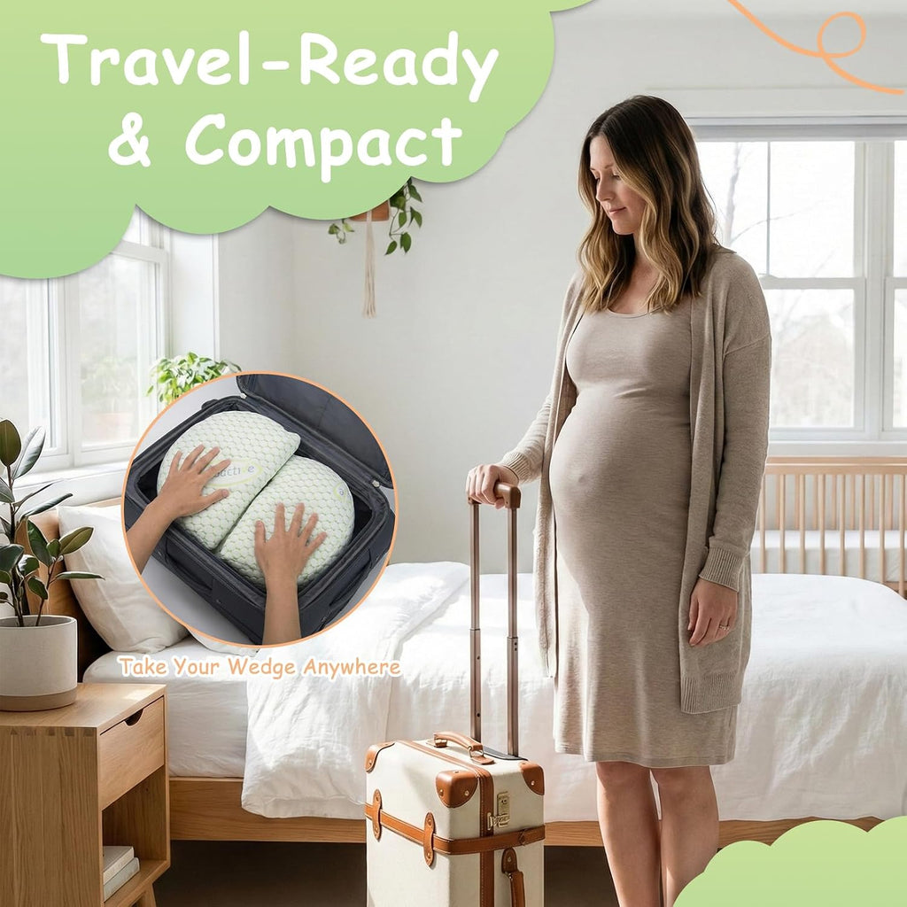 Pregnancy Pillows for Sleeping, Pregnancy Wedge Pillow for Side Sleeping, Pillow Support for Belly, Back and Hips Relief, Breathable and Adjustable W-Shaped Pillows for Pregnant Women